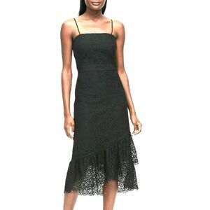 NEW Banana Republic Lace Sheath Dress Women Size 6 Black Ruffle Party Strappy